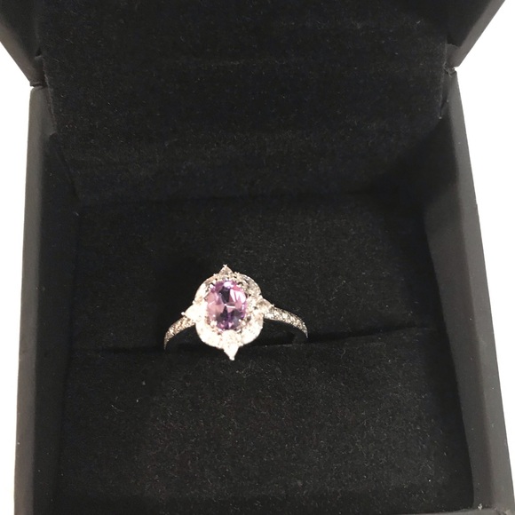 Oval Cut Amethyst Diamond Engagement Ring 3/4 ct TW 14k White Gold Kay S… - Picture 4 of 9